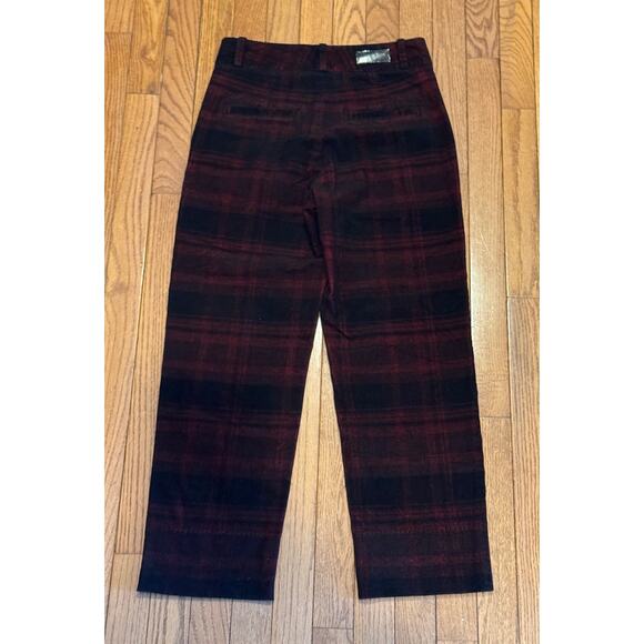 AG Adriano Goldschmied The Elvie Corduroy Red Plaid High Rise Crop Trouser 27 - Picture 5 of 12